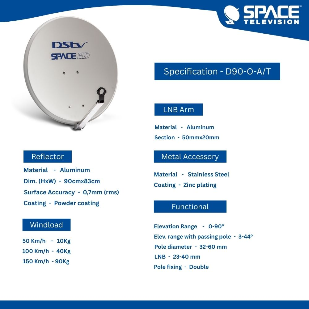 D90-O-A/T - SpaceHD 90cm Aluminium Dish. DStv Approved - Image 4
