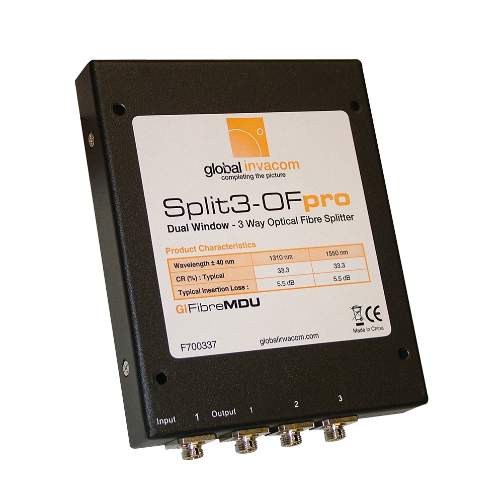 Global Invacom Fibre IRS 3 Way Optical Box Splitter