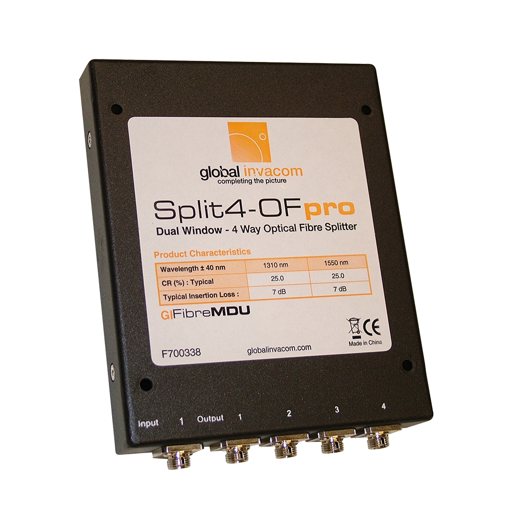 F700338 - Global Invacom Fibre IRS 4 Way Optical Box Splitter