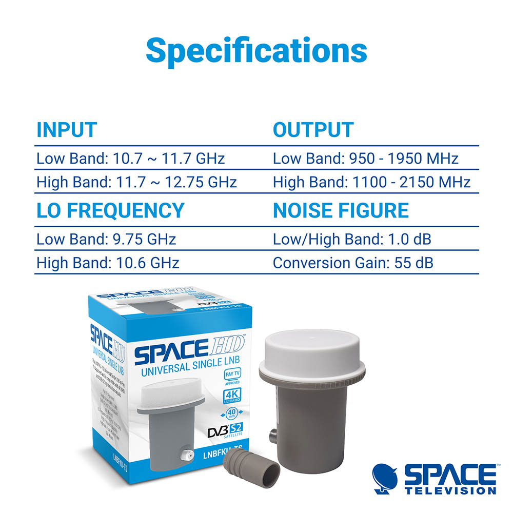 SpaceHD Universal Single LNB KU Band 9,75-10,6GHz - LNBFKU-TS - Image 6