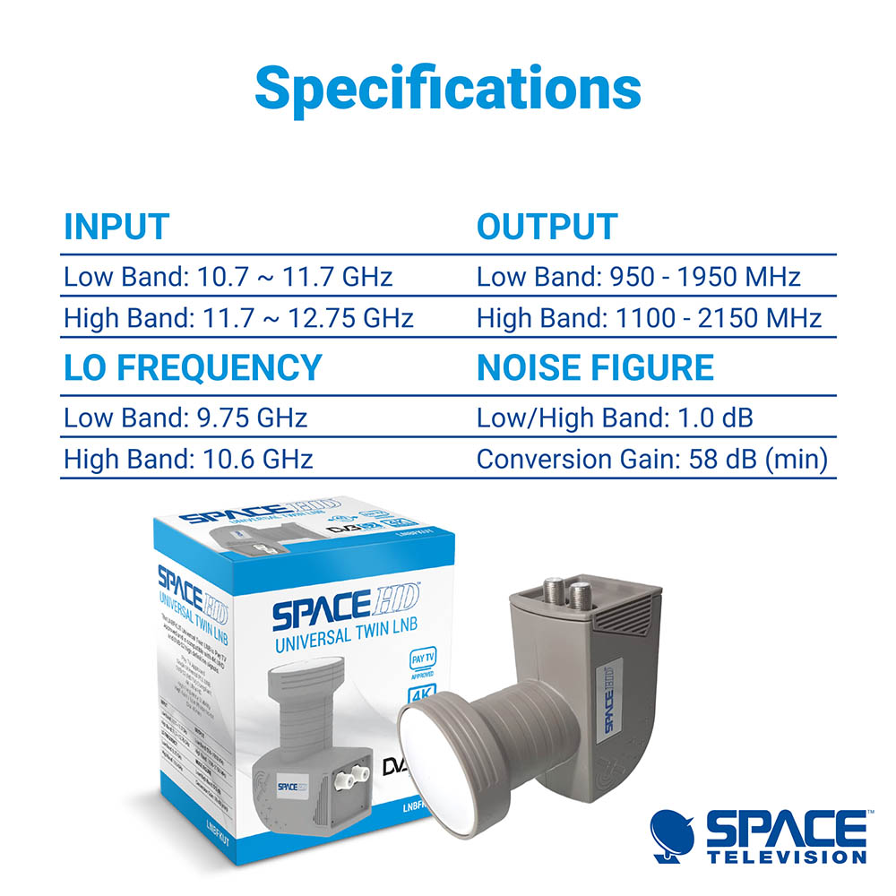 SpaceHD Universal Twin LNB KU Band 9,75-10,6GHz – LNBFKUT - Image 5