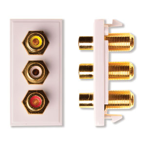 3x RCA Wall Plate Insert with F-Connectors (WPI-RCA/RWY) - Image 2
