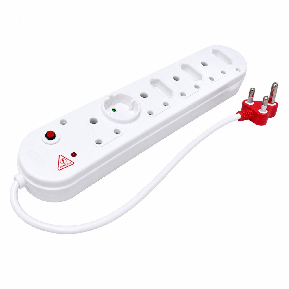 8-Way Surge Protected Multiplug | 4 x 16A Sockets + 3 x 5A 2-Pin + 1 Round Socket | Overload Protection