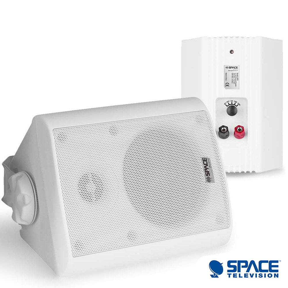 Space Audio Indoor Outdoor 8 Ohm 100V Speakers White Pair - Image 2