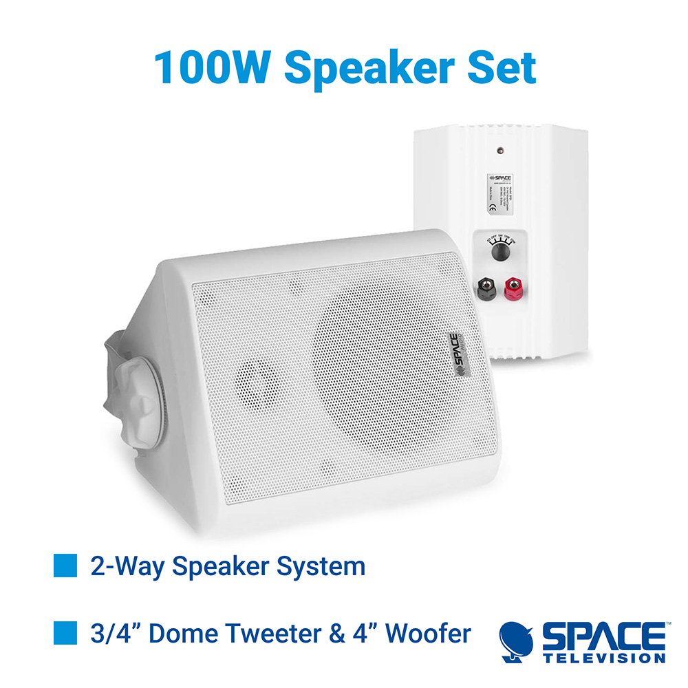 Space Audio Indoor Outdoor 8 Ohm 100V Speakers White Pair - Image 7