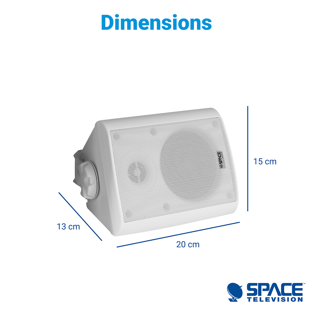 Space Audio Indoor Outdoor 8 Ohm 100V Speakers White Pair - Image 9