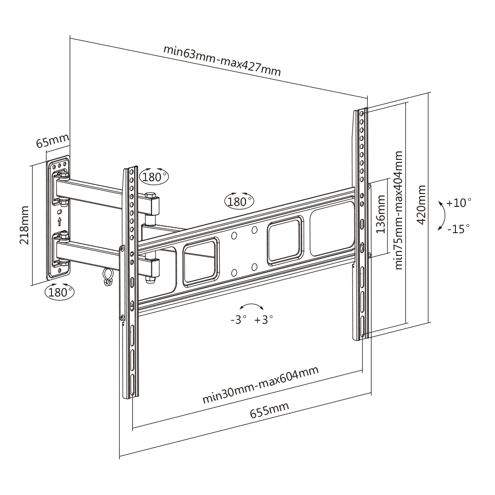 Flat Screen Wall Mount - Full Motion 37"-70" 35kg - Image 3