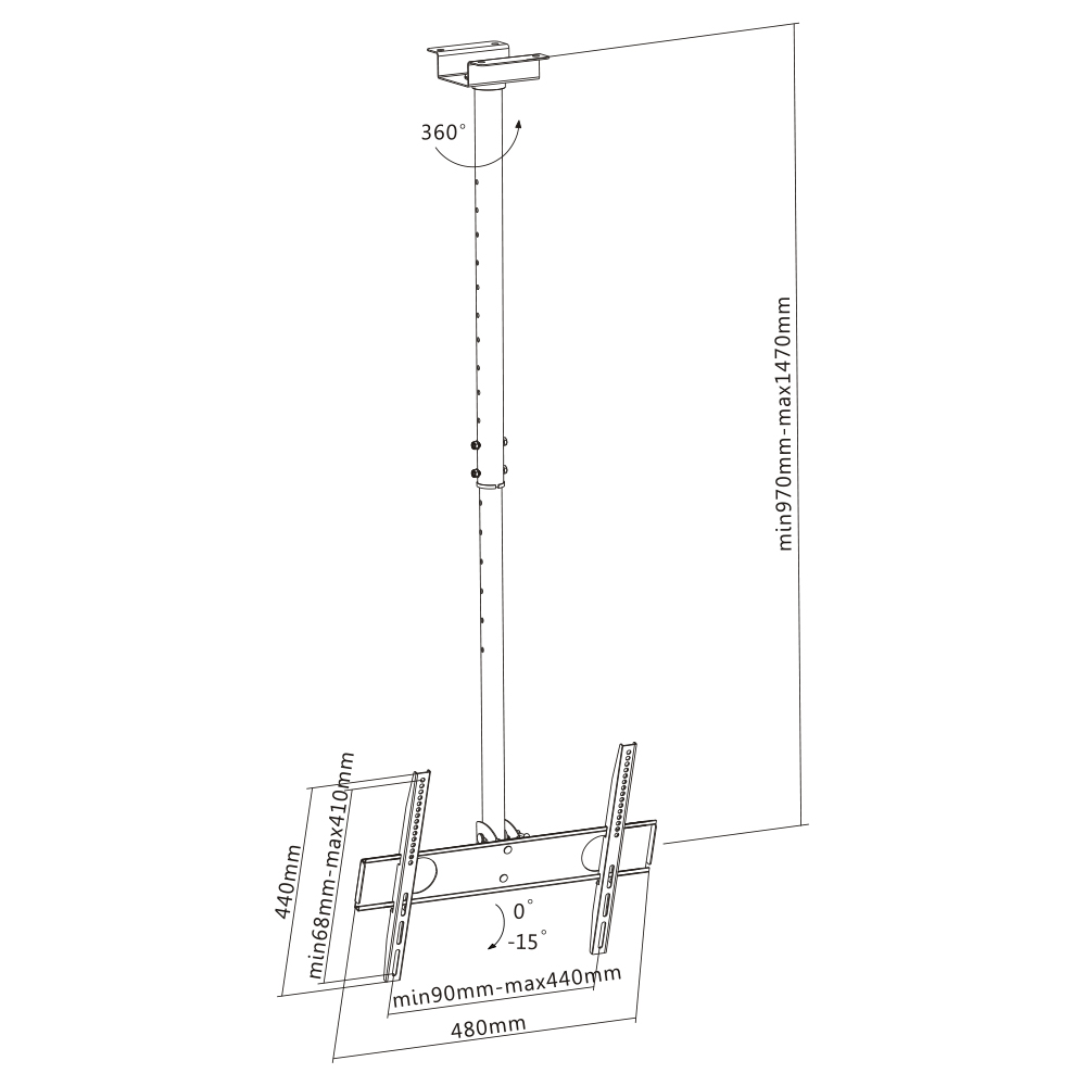 Flat Screen Ceiling Mount - Tilt & Rotate 32"-55" 50kg - Image 4