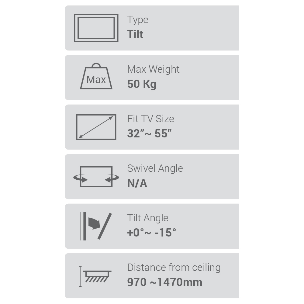 Flat Screen Ceiling Mount - Tilt & Rotate 32"-55" 50kg - Image 5