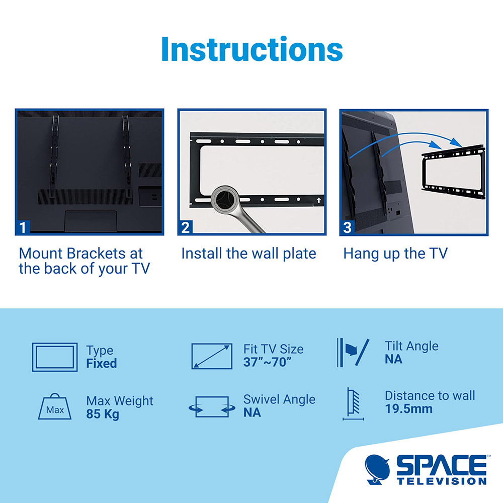 Flat Screen Wall Mount - Ultra Slim Fixed 37"-70" 35kg - Image 10