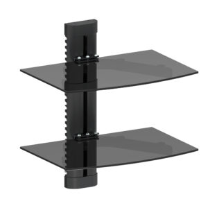 AV Wall Mount - Double Shelf, Height Adjustable