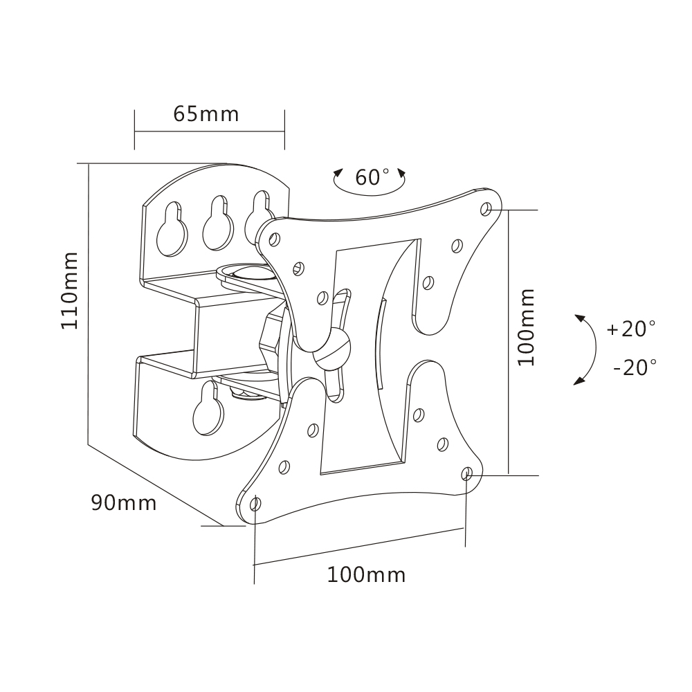 Flat Screen Wall Mount - Full Motion 13"-27" 30kg - Image 3