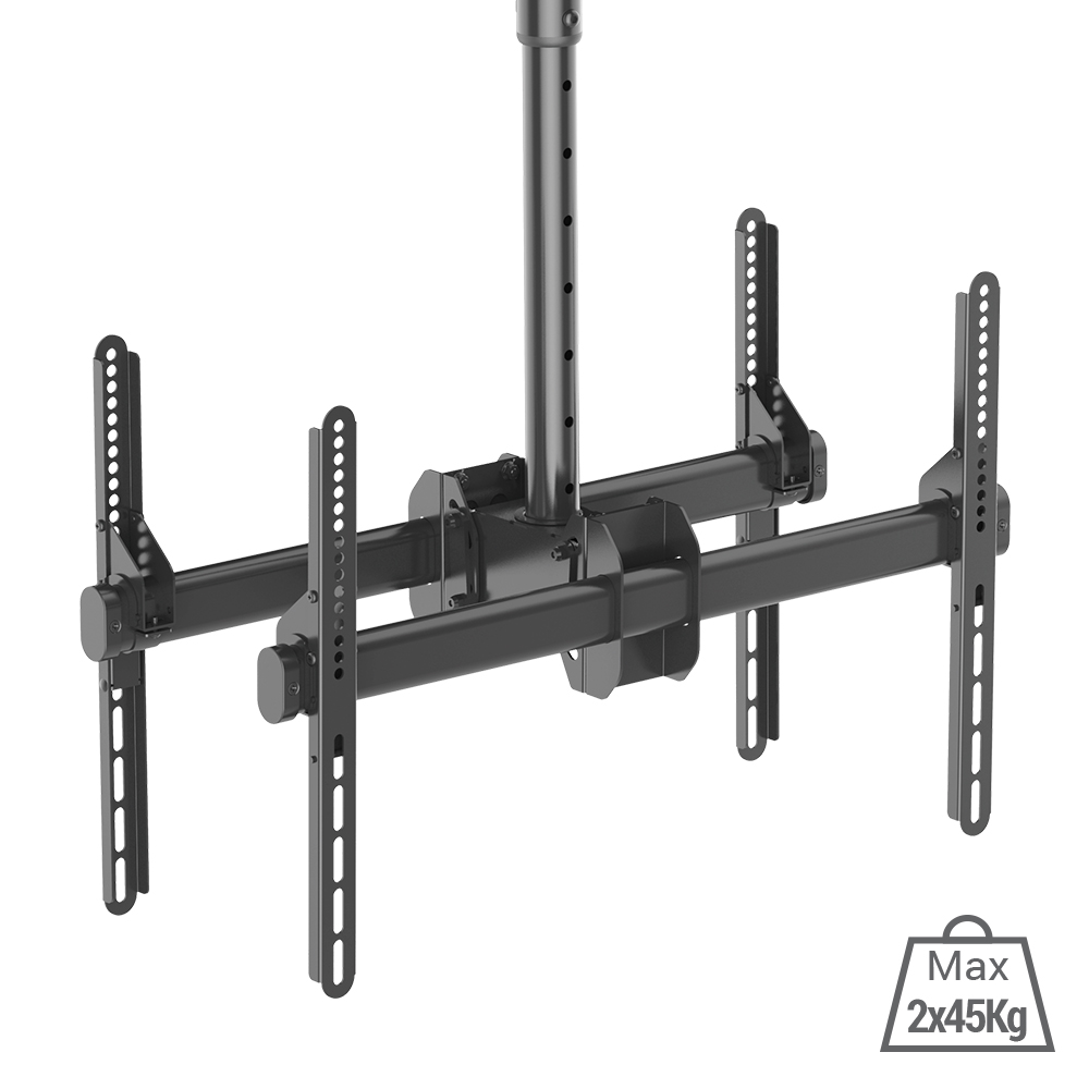 Dual Flat Screen Ceiling Mount - Tilt & Rotate 37"-70" 2x45kg - Image 2