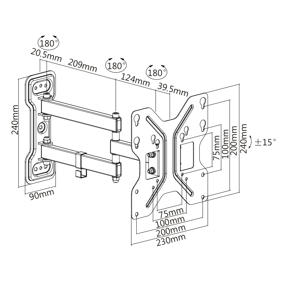 Flat Screen Wall Mount - Full Motion 23" to 42" 30kg - Image 4