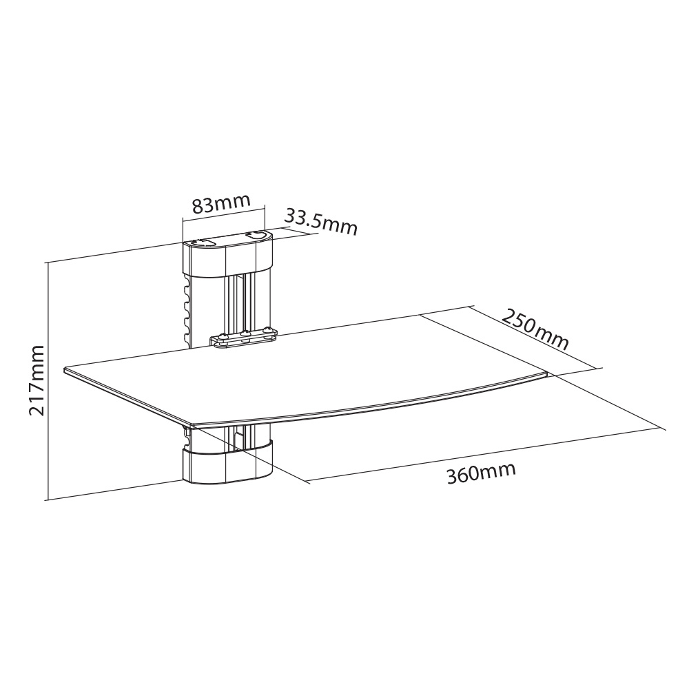 AV Wall Mount - Single Shelf, Height Adjustable - Image 8