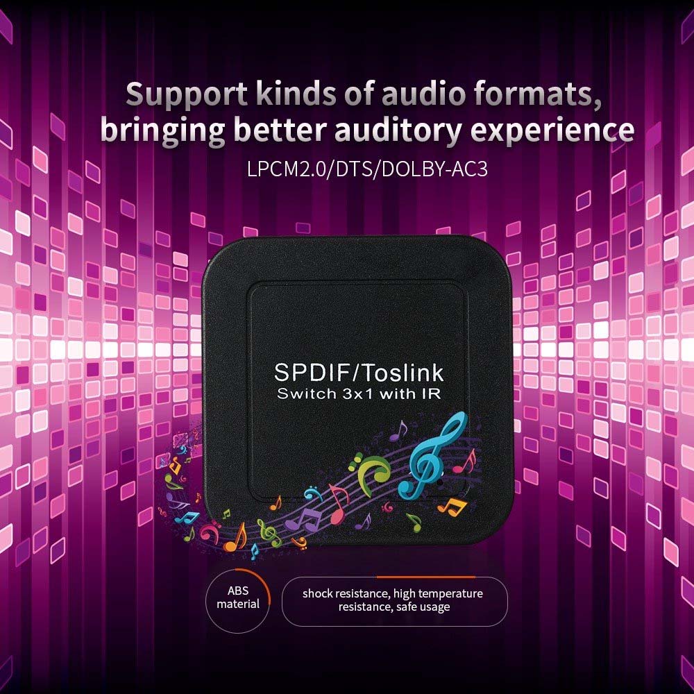 Digital Optical Toslink Audio 3x1 Switcher With Remote - Image 5