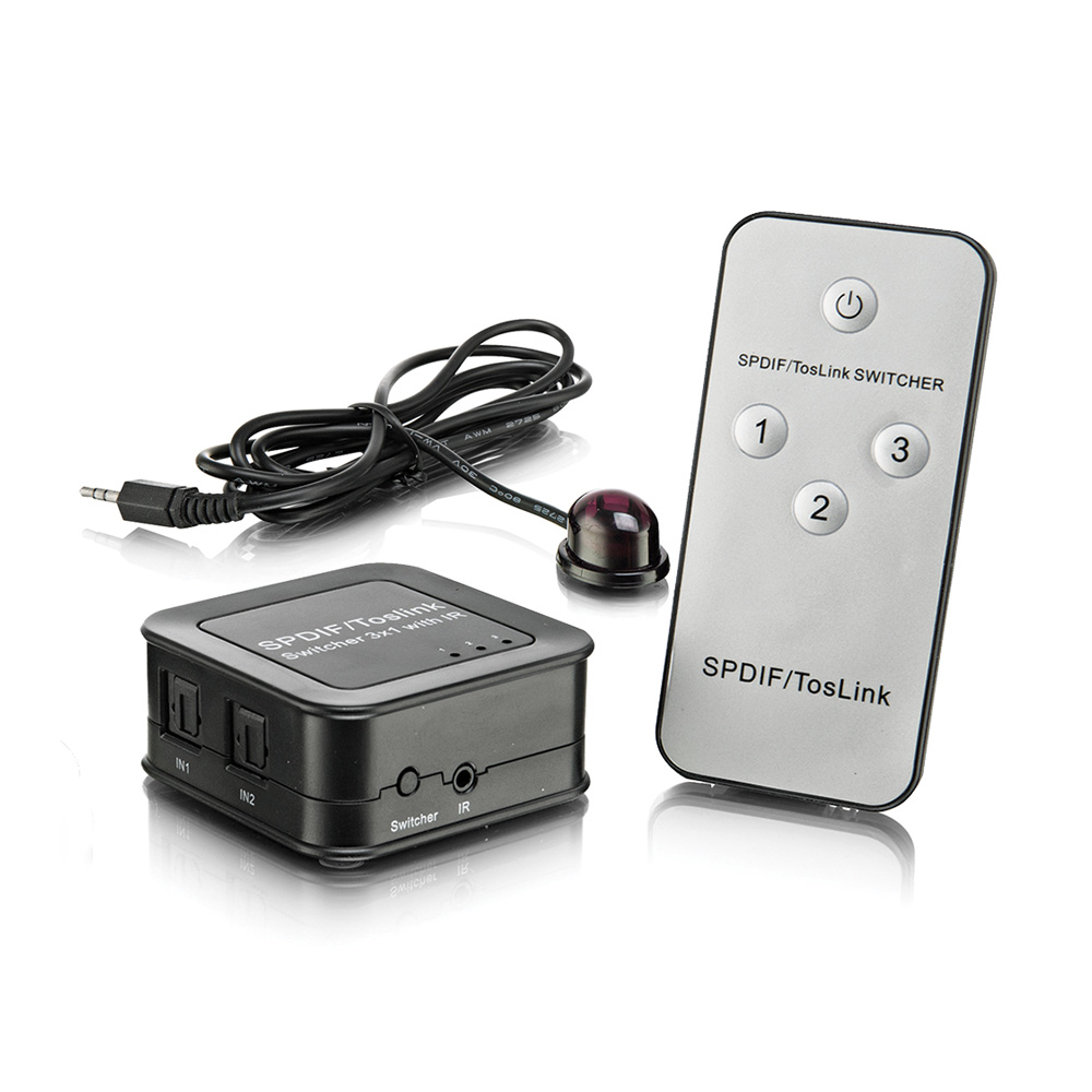 Digital Optical Toslink Audio 3x1 Switcher With Remote