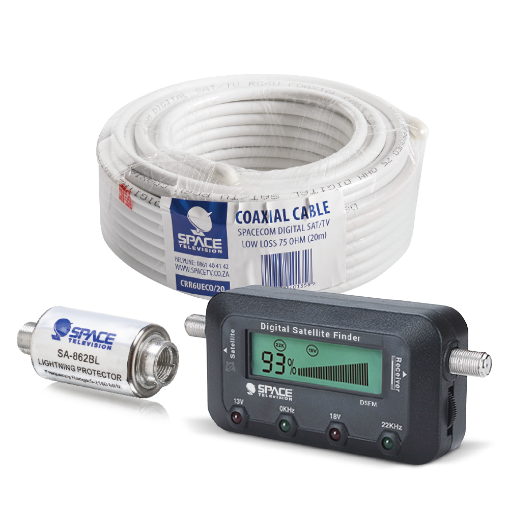 Spacecom RG6U CSS Coax Cable 20m with Surge Ender & Sat Finder - BFCOMBO-8