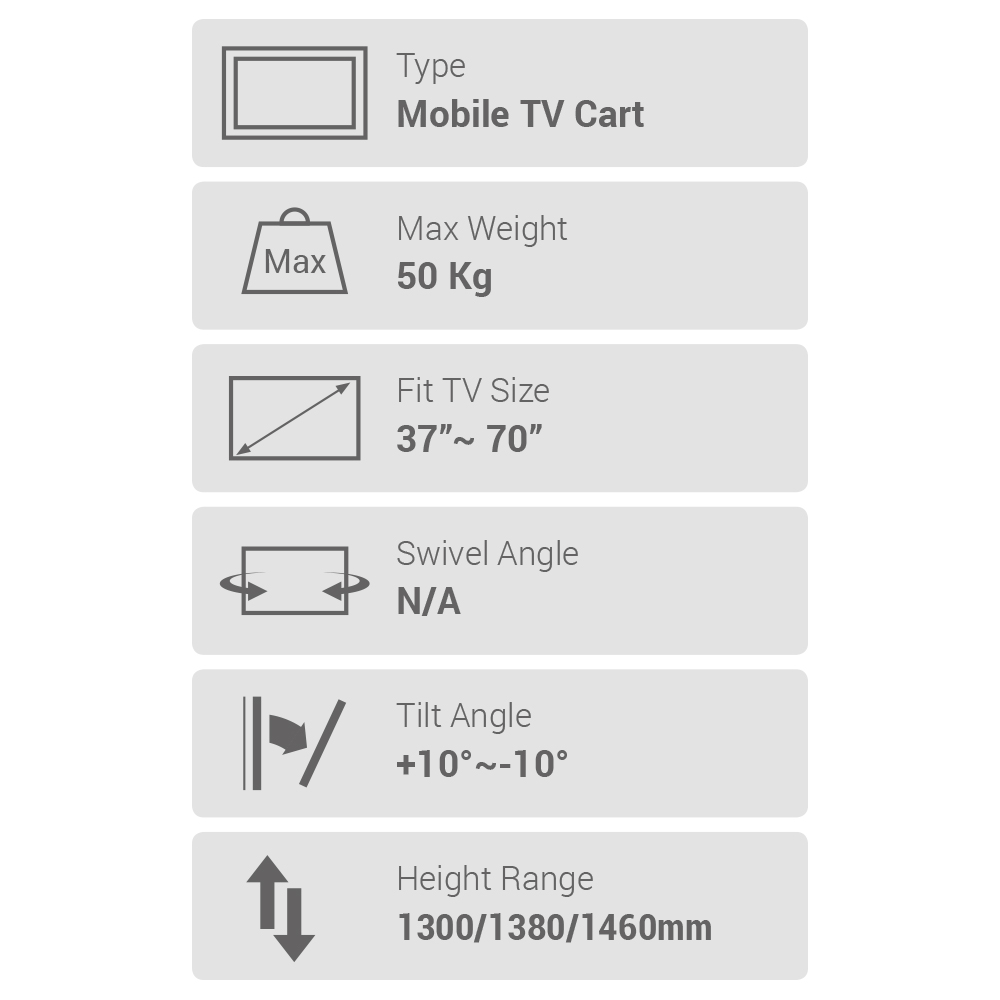 Economy Tilt Height-Adjustable Steel Mobile AV Trolley - Image 4