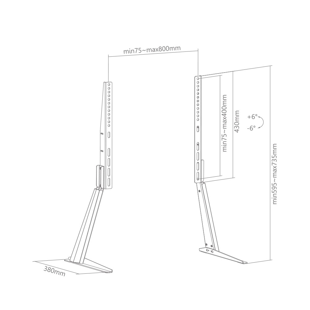 Minimalist Style Adjustable Tabletop TV Stand 32”to 70” 50kg - Image 2