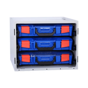 StorageTek Cabinet complete with 3 Small Clear Lid ABS cases (33SCS3SA-BL)