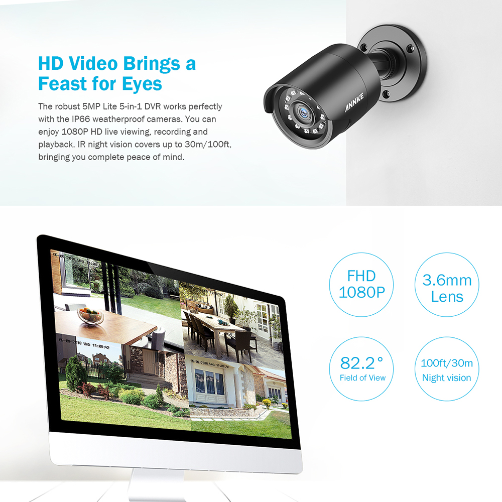 ANNKE 4CH Hybrid DVR Kit with 4 x 2MP TVI Bullet Cameras - Image 6