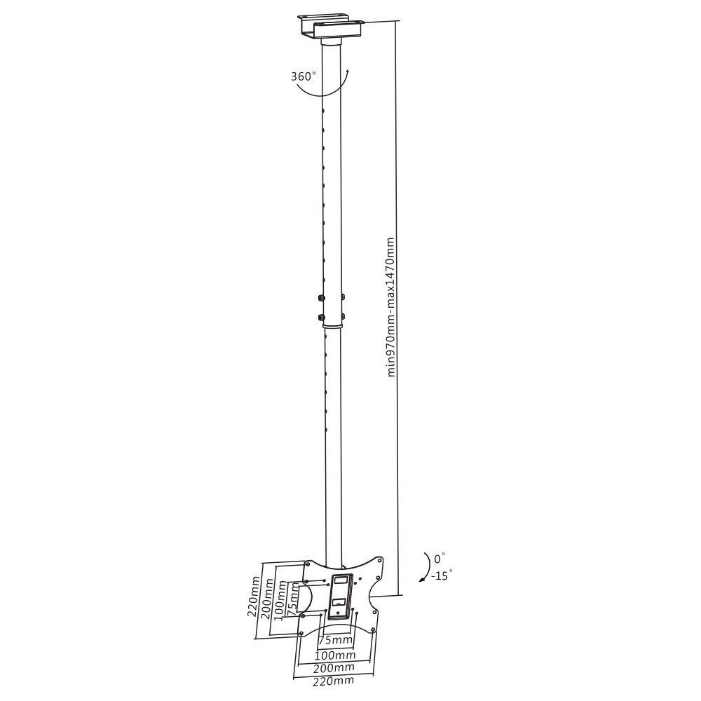 Flat Screen Ceiling Mount - Tilt & Rotate 23"-42" 50kg - Image 6
