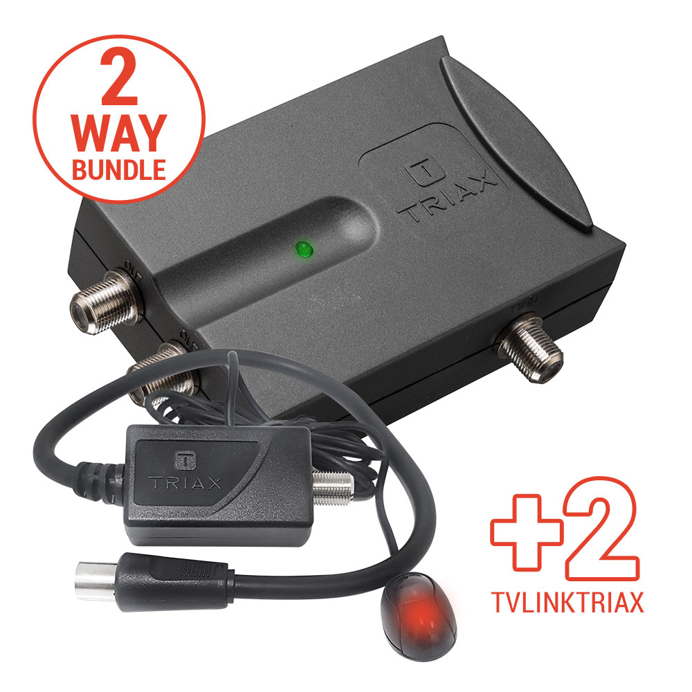 Triax 2 Way Powered RF Active Compact Splitter Bundle - TRIAX COMBO 1
