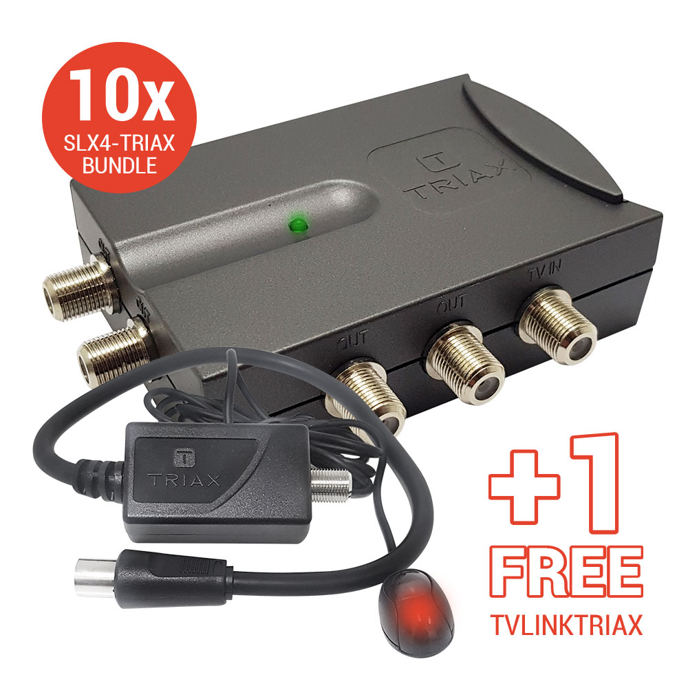 Triax 4 Way Powered RF Active Compact Splitter 10+1 Bundle - TRIAX COMBO 5