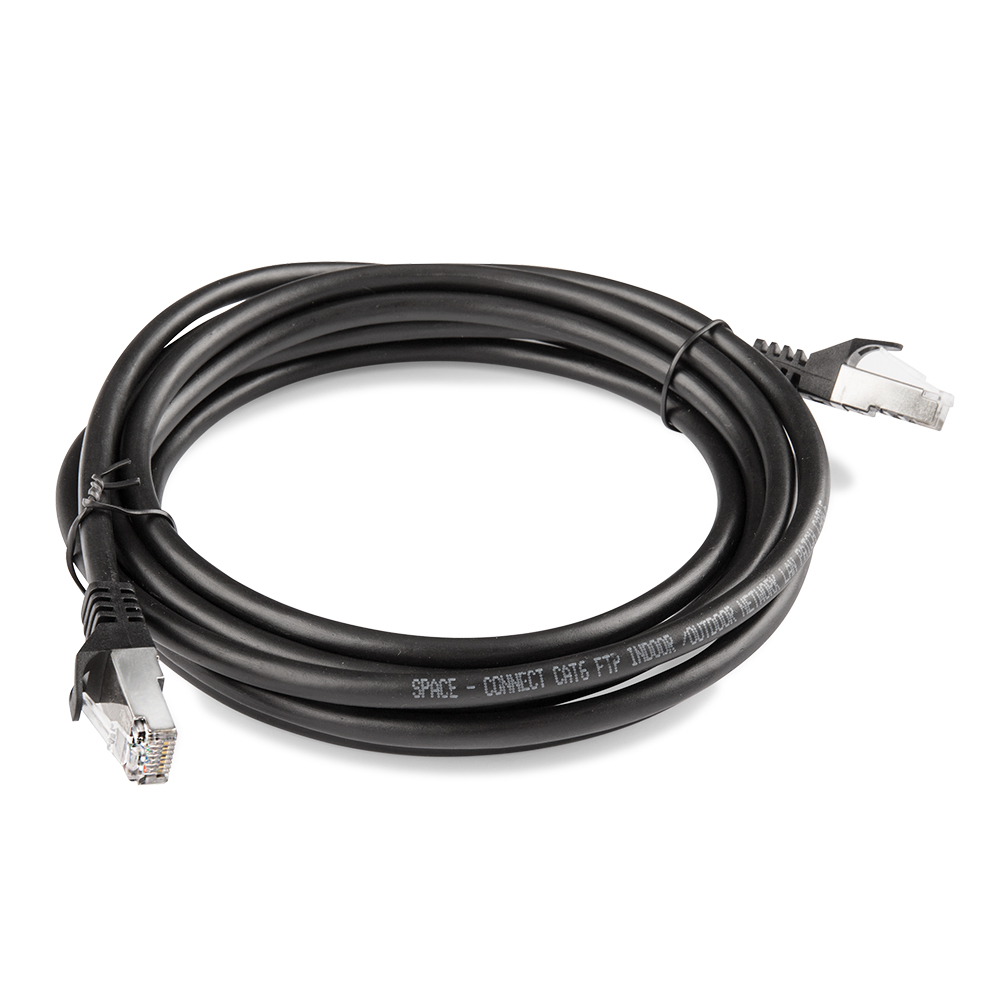 SPACE CONNECT 5M SHIELDED U/V PROTECTED CAT6 FTP NETWORK PATCH CABLE- 5 METERS-BLACK/PE