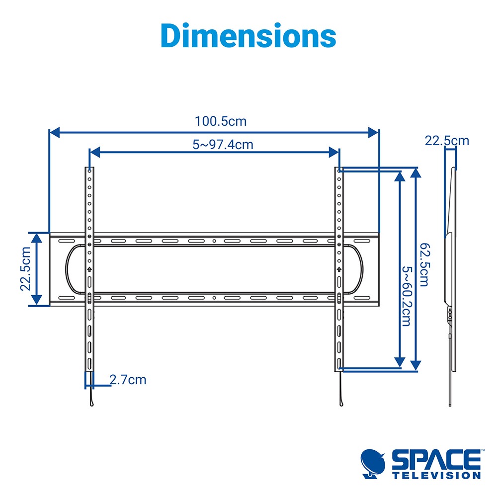 Heavy Duty Fixed TV Wall Mount 60” to 120” 120kg - Image 6