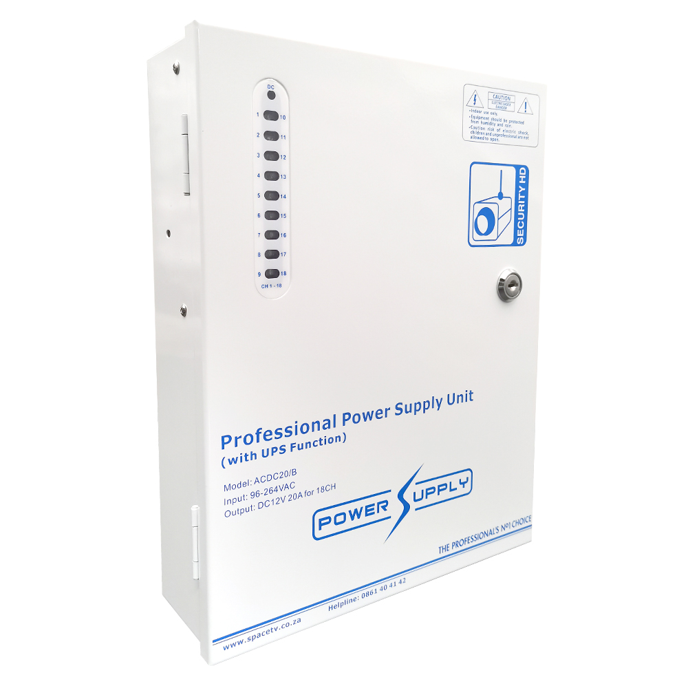 CCTV 12V 20A 18 Way Box Type PSU Battery Backup - Image 2
