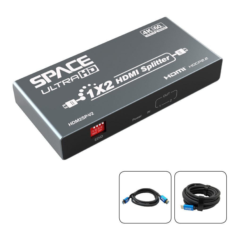 Space UltraHD 4K HDMI 2 Way Splitter Bundle