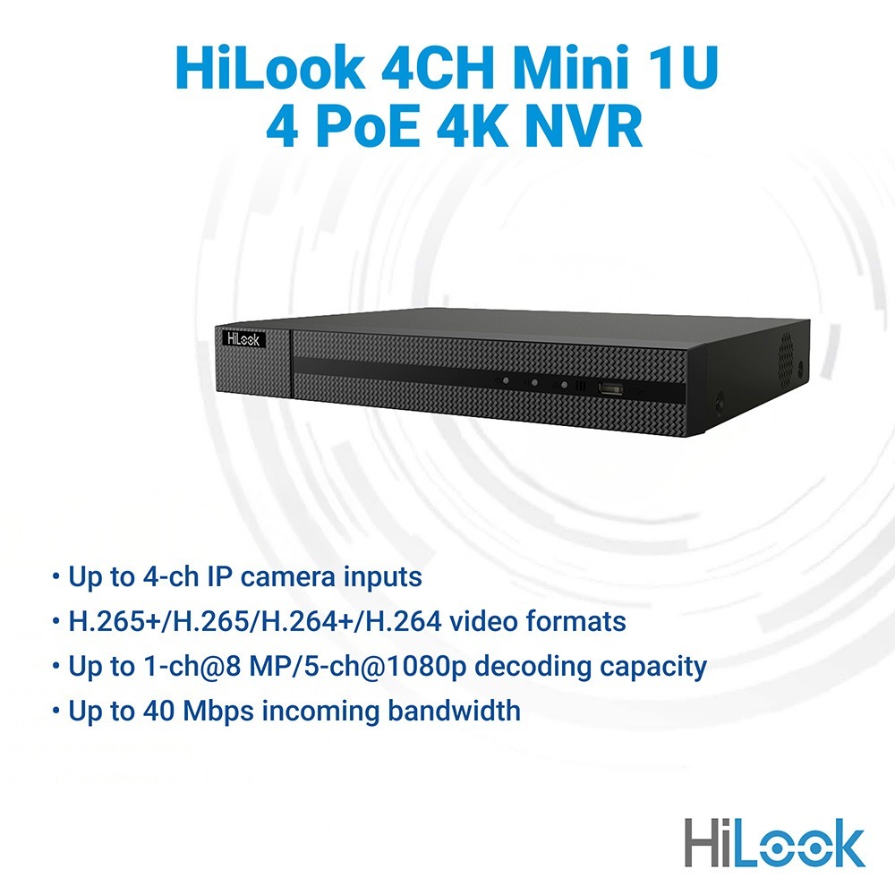 HiLook 4CH Mini 1U 4 PoE 4K NVR - Image 3