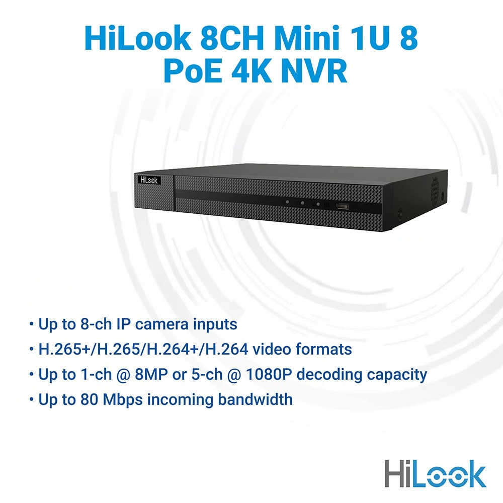 HiLook 8CH Mini 1U 8 PoE 4K NVR - Image 3