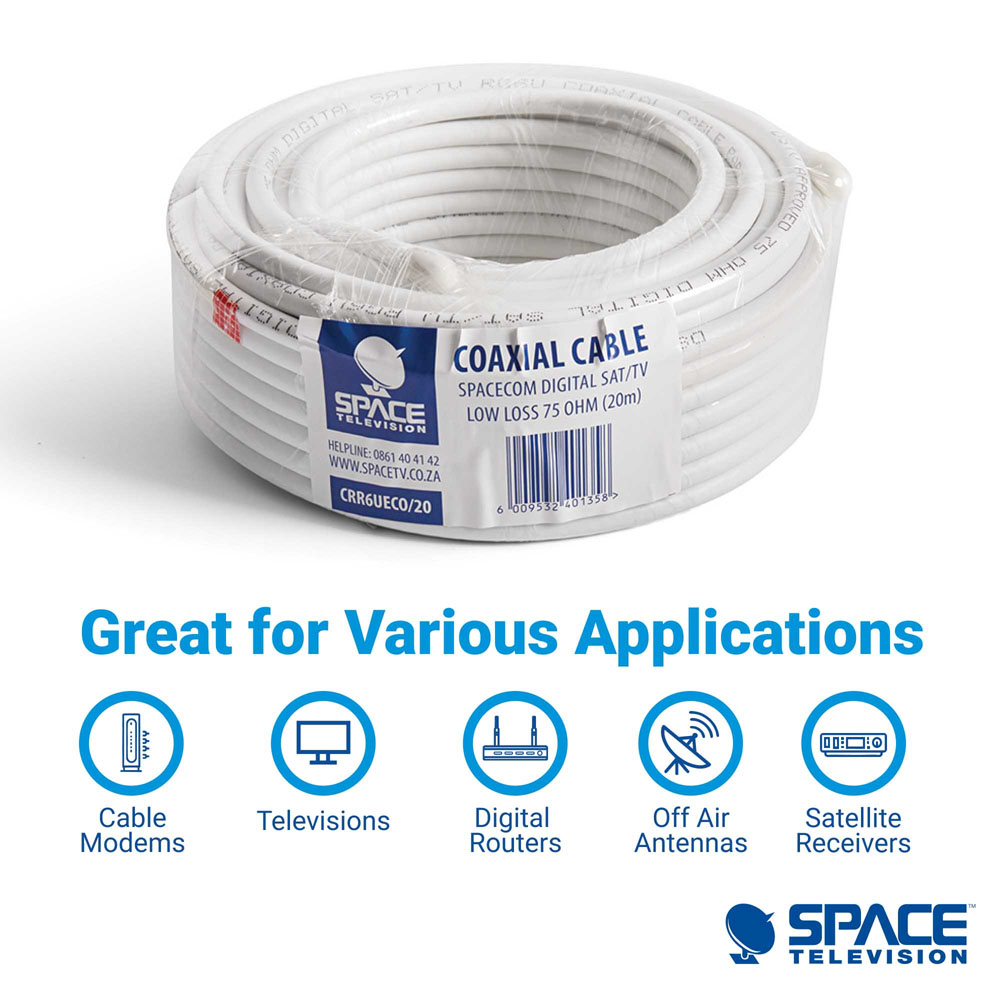 Spacecom RG6U CSS Coax Cable White 20m - CRG6UECO/20M - Image 4