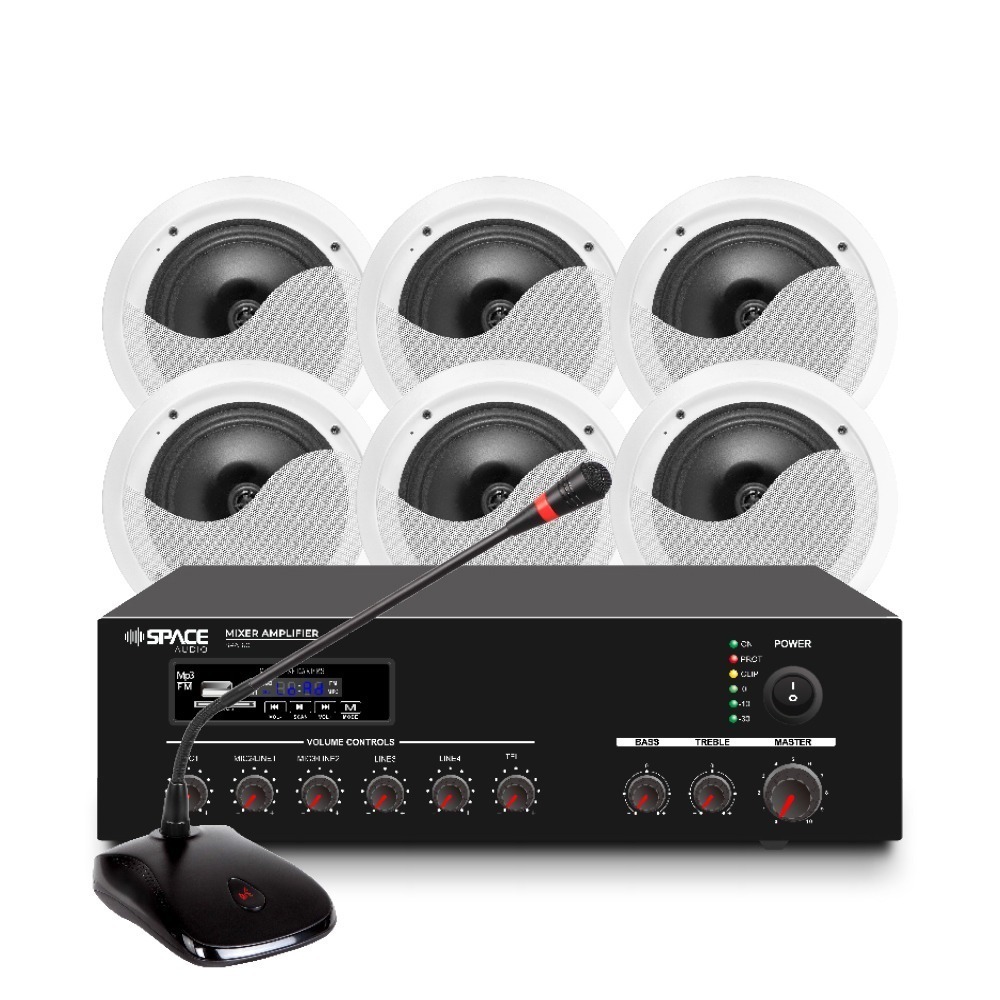 SpaceAudio 60W Mixer Amplifier Combo - PA-KIT4