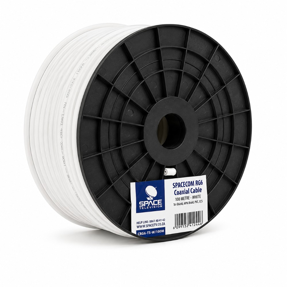 Space Television RG6 Tri-Shield 60% Braid Coaxial Cable White – 100m - Image 2
