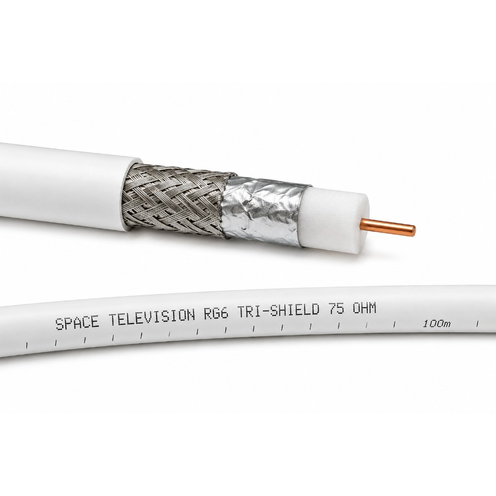Space Television RG6 Tri-Shield 60% Braid Coaxial Cable White – 100m - Image 3