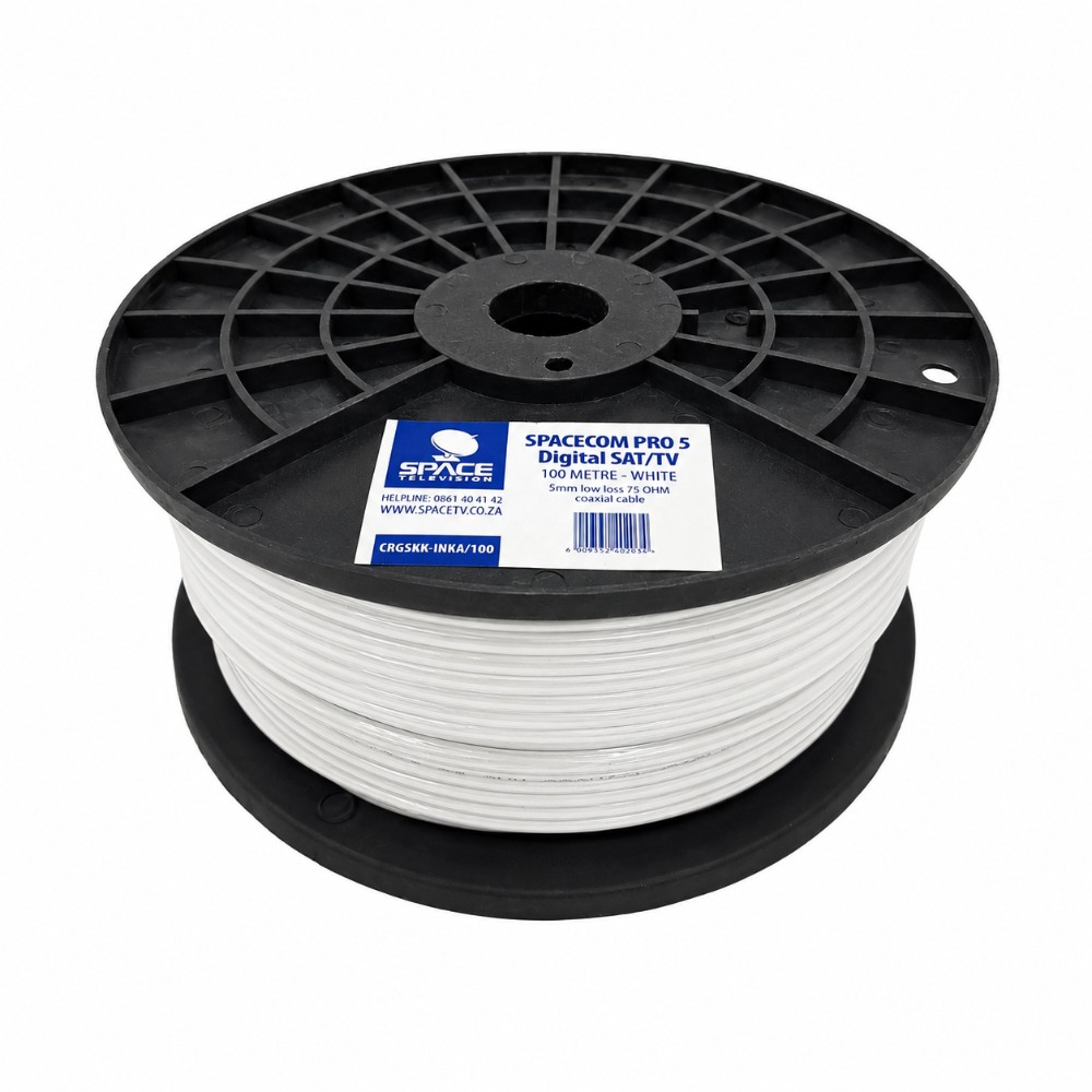 Space INKA RG6 Coaxial Cable 4mm White 100m Roll