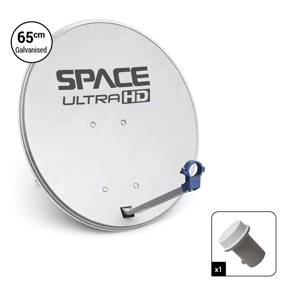 Space UltraHD 65cm Galvanised Steel Dish with Single KU Band LNB – D65-O-S/ECO+LNBFKU-TS