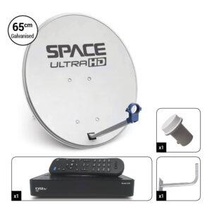 Space UltraHD 65cm Galvanised Dish Kit with DStv HD Decoder – D65-STB-HD