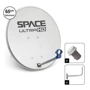 Space UltraHD 65cm Galvanised Steel Dish with Universal Single KU Band LNB & Wall Bracket – DK65-ECO