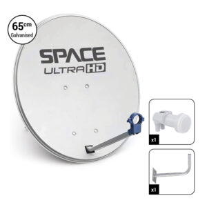 Space UltraHD 65cm Galvanised Steel Dish with 2 UniCable Smart LNB & Wall Bracket – DK65-LMXSMART+WB09