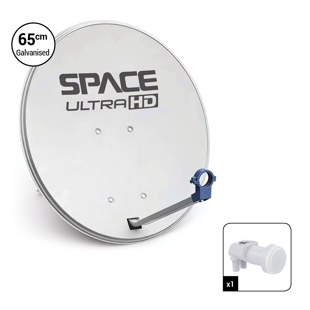 Space UltraHD 65cm Galvanised Steel Dish with 2 UniCable Smart LNB – DK65-LMXSMART
