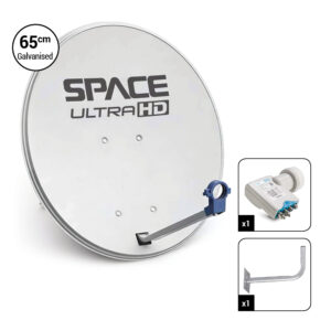 Space UltraHD 65cm Galvanised Steel Dish with 3 UniCable Smart LNB & Wall Bracket – DK65-SMART+WB09